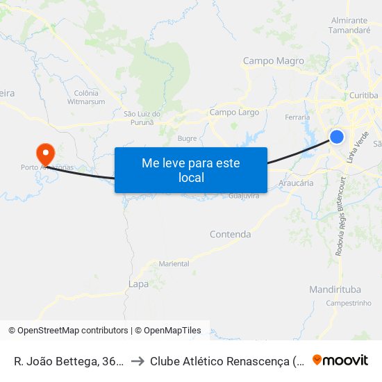 R. João Bettega, 3665 - Circuito to Clube Atlético Renascença (Estádio João C.) map