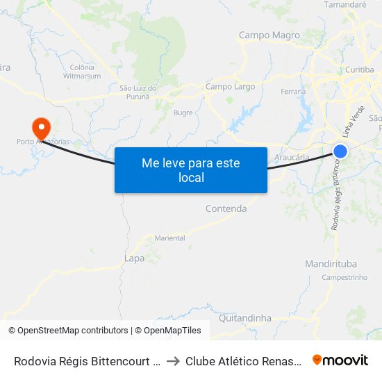 Rodovia Régis Bittencourt (Br 116) - Viaduto Pompéia to Clube Atlético Renascença (Estádio João C.) map