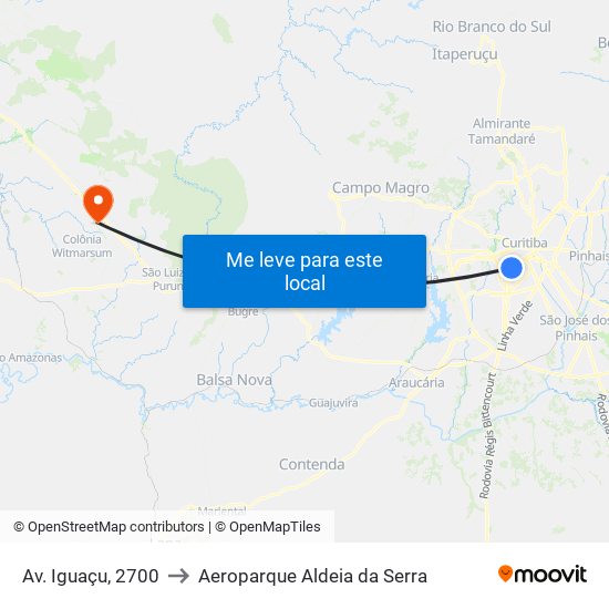 Av. Iguaçu, 2700 to Aeroparque Aldeia da Serra map