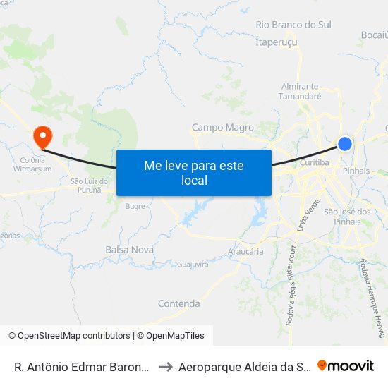 R. Antônio Edmar Barone, 30 to Aeroparque Aldeia da Serra map