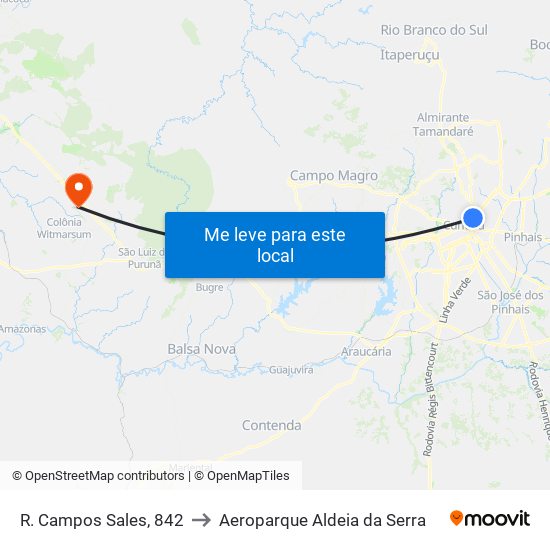 R. Campos Sales, 842 to Aeroparque Aldeia da Serra map