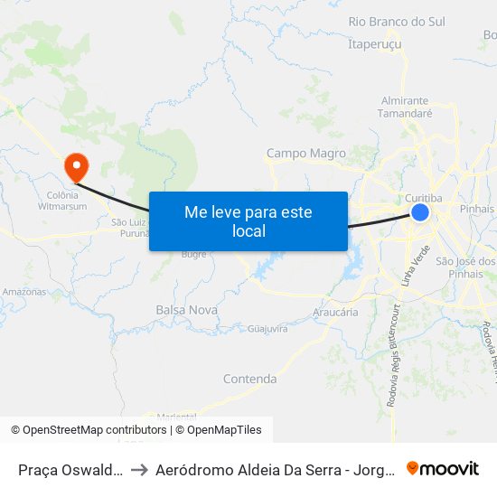 Praça Oswaldo Cruz to Aeródromo Aldeia Da Serra - Jorge Luiz Stocco map