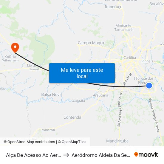 Alça De Acesso Ao Aeroporto Afonso Pena to Aeródromo Aldeia Da Serra - Jorge Luiz Stocco map