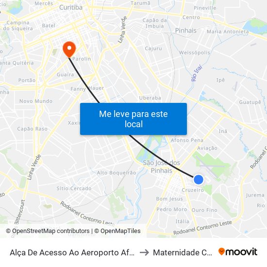 Alça De Acesso Ao Aeroporto Afonso Pena to Maternidade Curitiba map