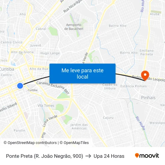 Ponte Preta (R. João Negrão, 900) to Upa 24 Horas map