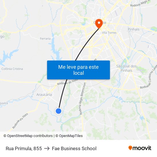 Rua Prímula, 855 to Fae Business School map