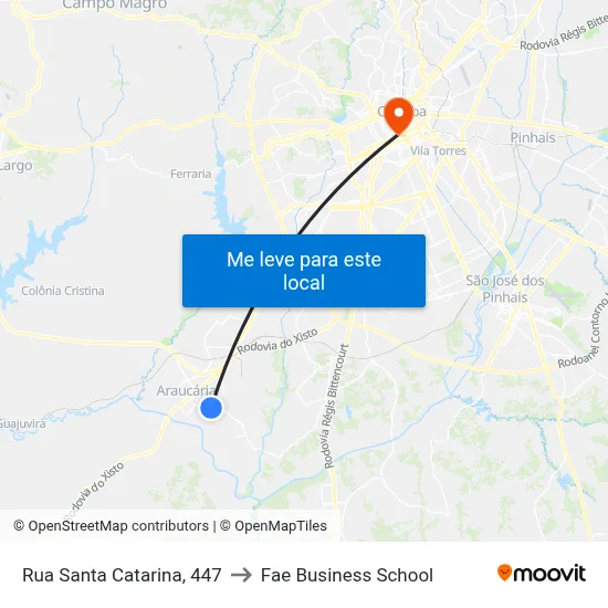 Rua Santa Catarina, 447 to Fae Business School map