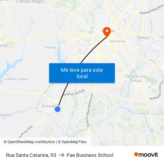 Rua Santa Catarina, 93 to Fae Business School map