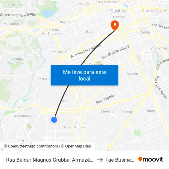 Rua Baldur Magnus Grubba, Armazém Da Família Uberlândia to Fae Business School map