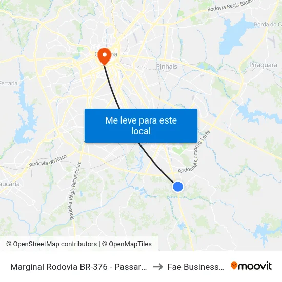 Marginal Rodovia BR-376 - Passarela Barro Preto to Fae Business School map