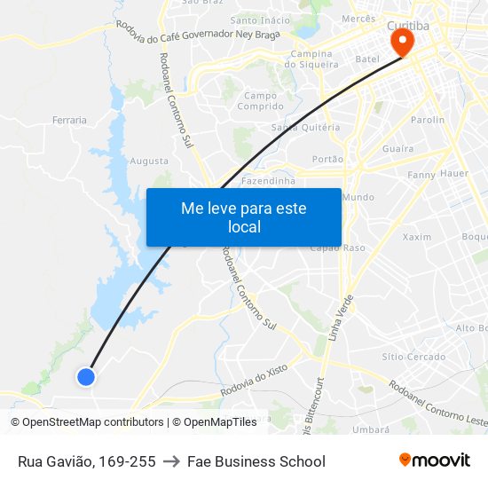 Rua Gavião, 169-255 to Fae Business School map