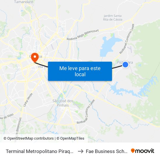 Terminal Metropolitano Piraquara to Fae Business School map