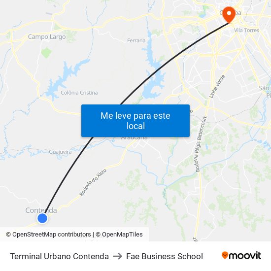 Terminal Urbano Contenda to Fae Business School map