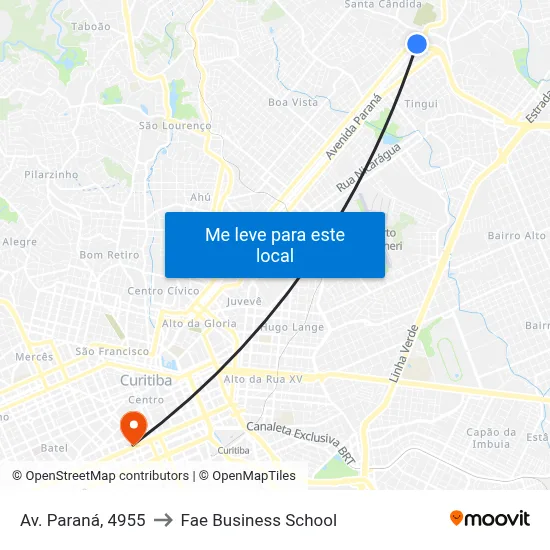 Av. Paraná, 4955 to Fae Business School map