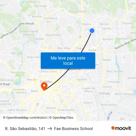R. São Sebastião, 141 to Fae Business School map