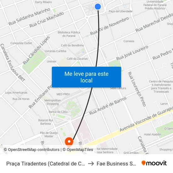 Praça Tiradentes (Catedral de Curitiba) to Fae Business School map