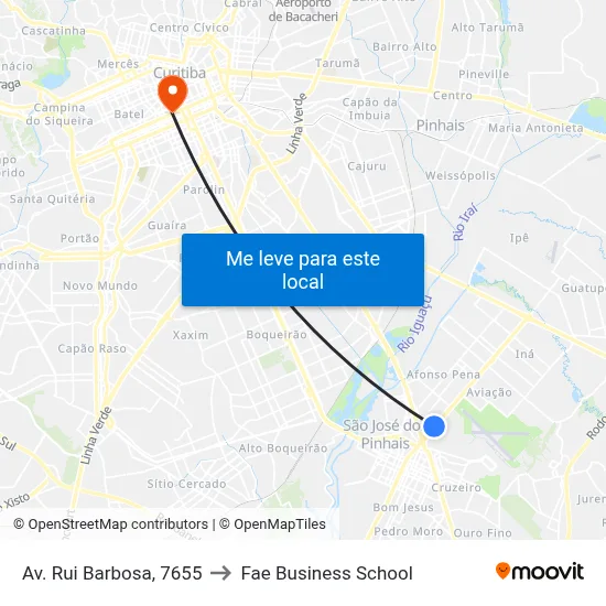 Av. Rui Barbosa, 7655 to Fae Business School map