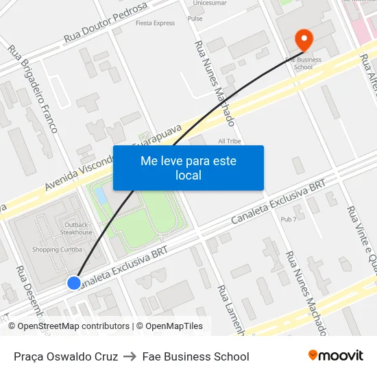 Praça Oswaldo Cruz to Fae Business School map