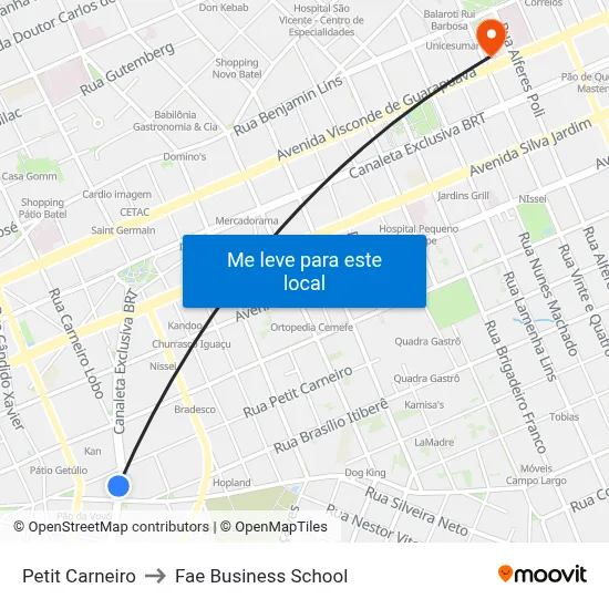 Petit Carneiro to Fae Business School map