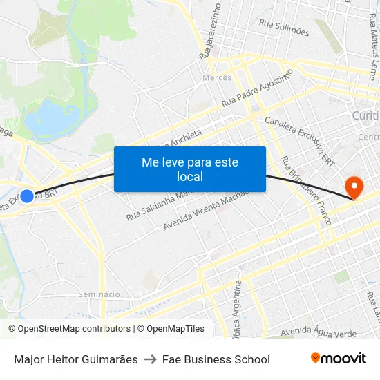 Major Heitor Guimarães to Fae Business School map