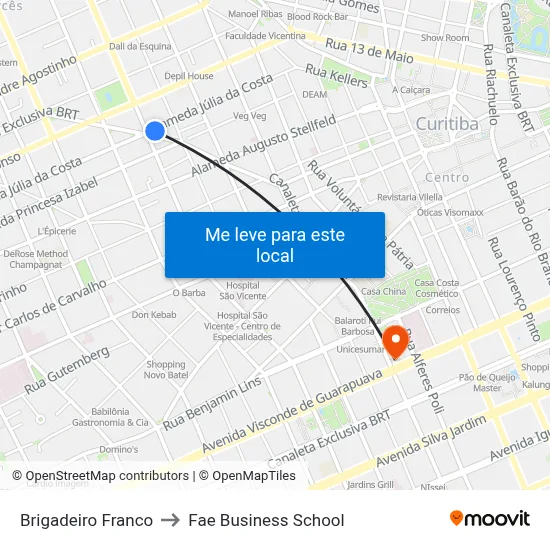 Brigadeiro Franco to Fae Business School map