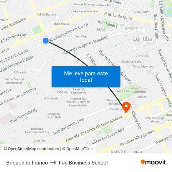Brigadeiro Franco to Fae Business School map