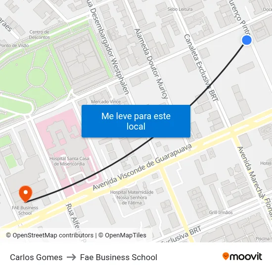 Carlos Gomes to Fae Business School map