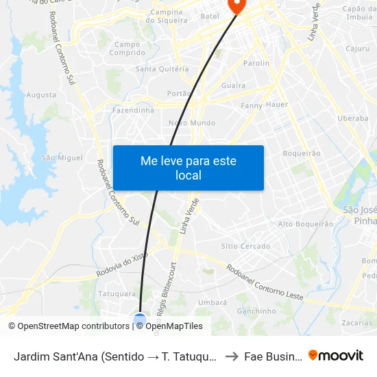 Jardim Sant'Ana (Sentido → T. Tatuquara) Rua Melânia Zeni Visinoni, 529 to Fae Business School map
