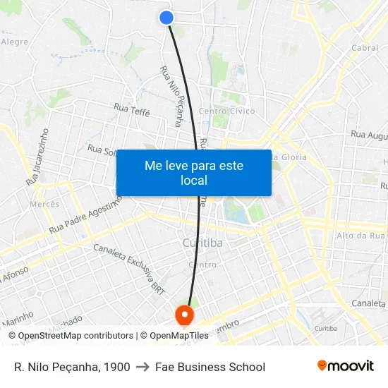R. Nilo Peçanha, 1900 to Fae Business School map