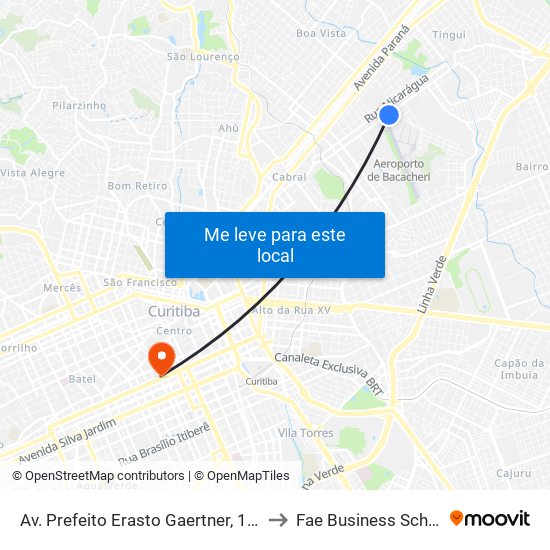 Av. Prefeito Erasto Gaertner, 1391 to Fae Business School map