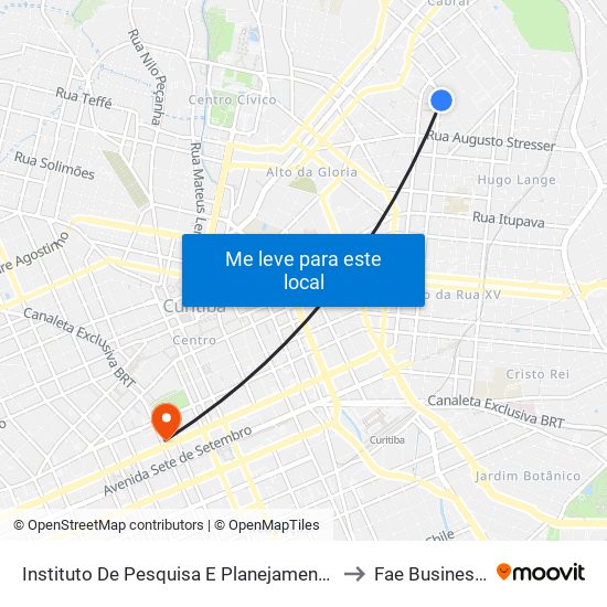 Instituto De Pesquisa E Planejamento Urbano De Curitiba to Fae Business School map