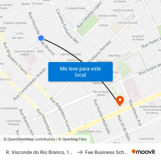 R. Visconde do Rio Branco, 1300 to Fae Business School map