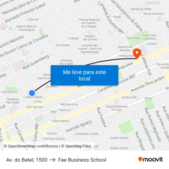 Av. do Batel, 1500 to Fae Business School map
