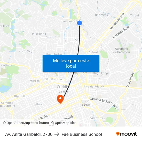 Av. Anita Garibaldi, 2700 to Fae Business School map