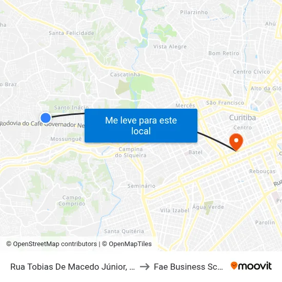 Rua Tobias De Macedo Júnior, 1721 to Fae Business School map