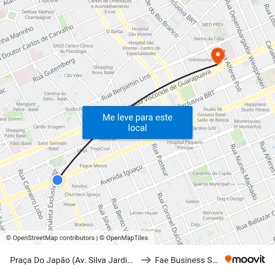 Praça Do Japão (Av. Silva Jardim, 2800) to Fae Business School map