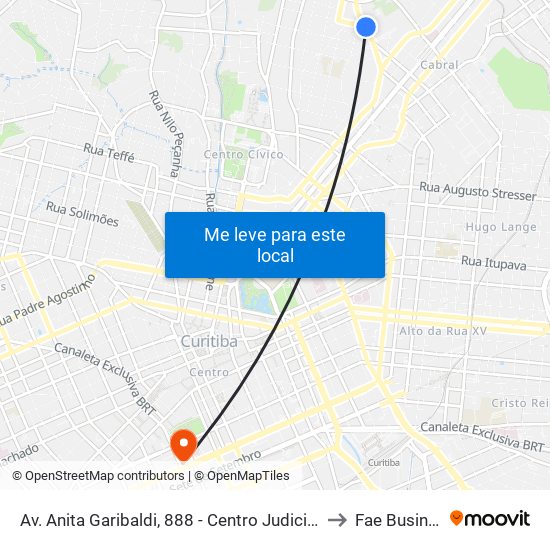 Av. Anita Garibaldi, 888 - Centro Judiciário De Curitiba (Justiça Federal) to Fae Business School map