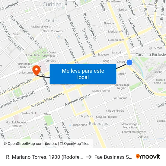 R. Mariano Torres, 1900 (Rodoferroviária) to Fae Business School map