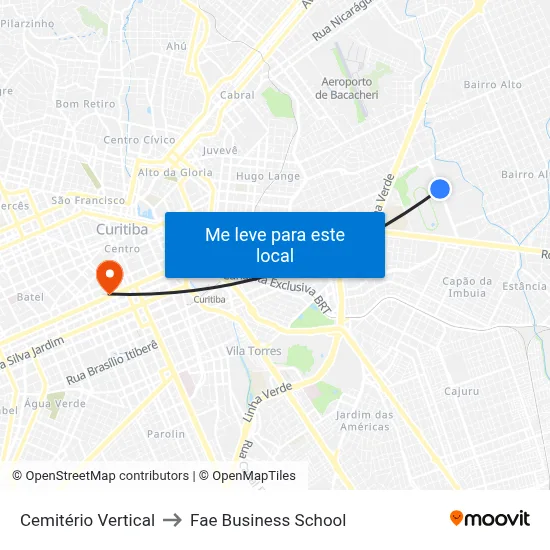 Cemitério Vertical to Fae Business School map