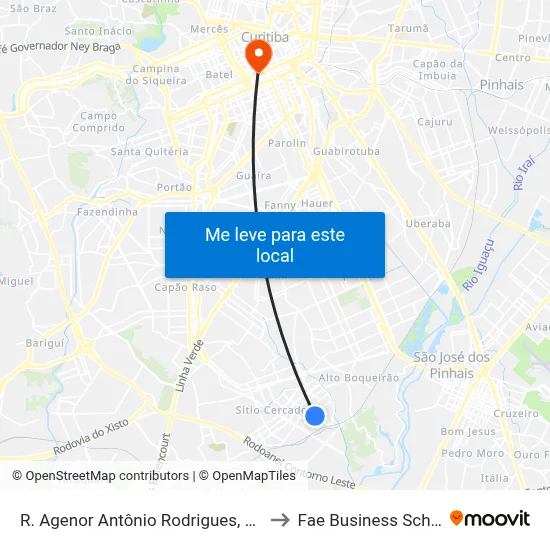 R. Agenor Antônio Rodrigues, 1730 to Fae Business School map