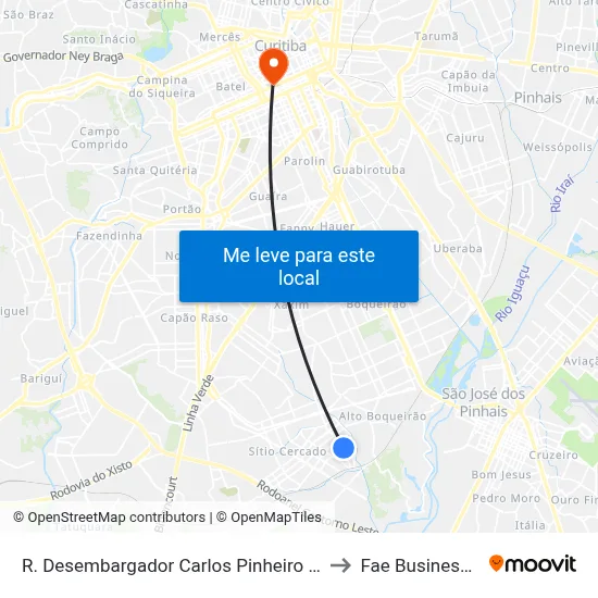 R. Desembargador Carlos Pinheiro Guimarães, 1395 to Fae Business School map