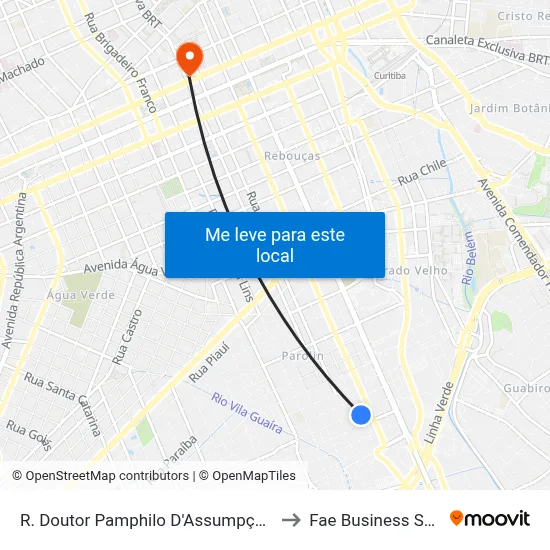 R. Doutor Pamphilo D'Assumpção, 1905 to Fae Business School map