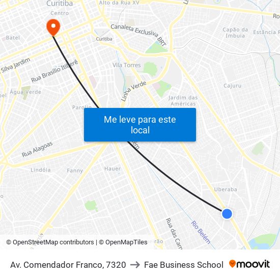 Av. Comendador Franco, 7320 to Fae Business School map