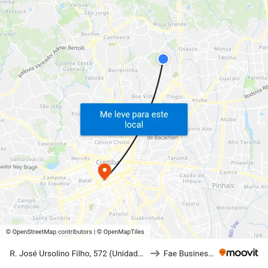 R. José Ursolino Filho, 572 (Unidade de Saúde Aliança) to Fae Business School map