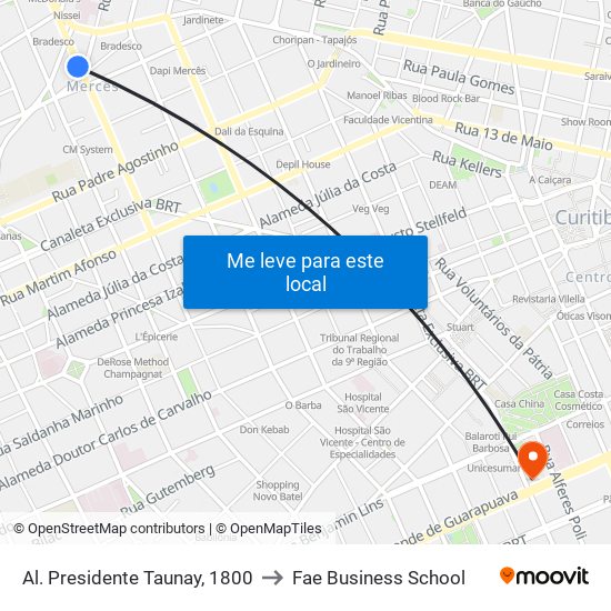 Al. Presidente Taunay, 1800 to Fae Business School map