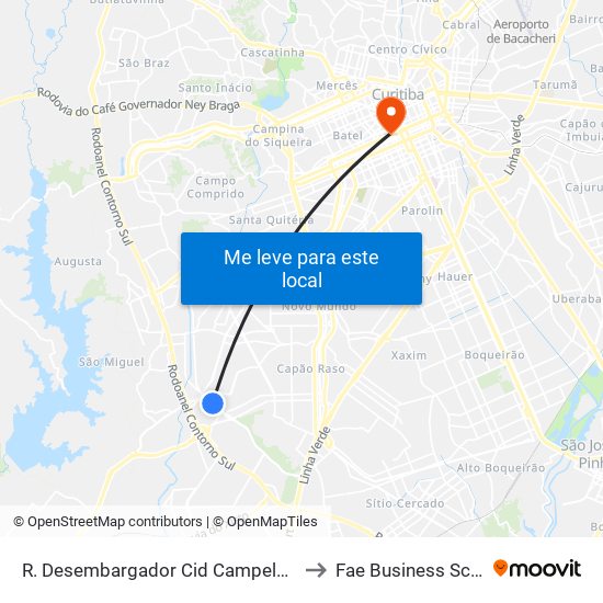 R. Desembargador Cid Campelo, 3690 to Fae Business School map