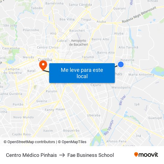 Centro Médico Pinhais to Fae Business School map