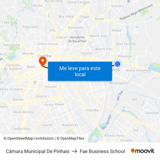 Câmara Municipal De Pinhais to Fae Business School map