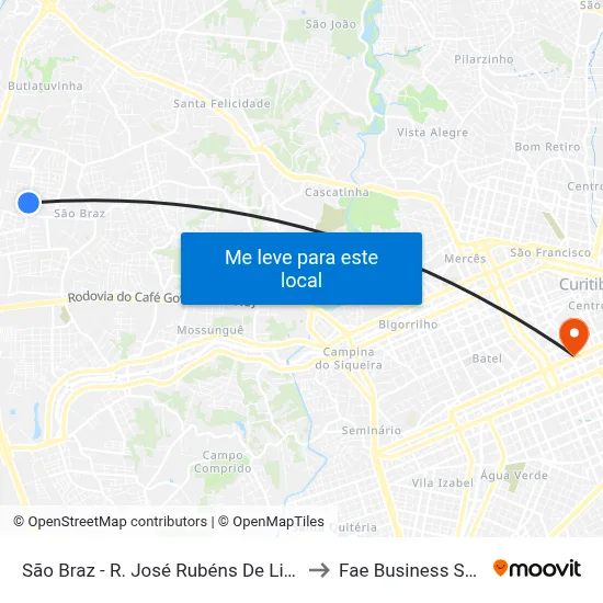 São Braz - R. José Rubéns De Lima, 215 to Fae Business School map