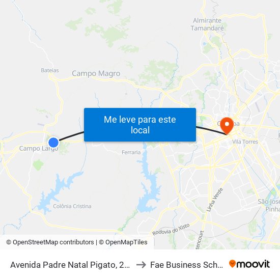 Avenida Padre Natal Pigato, 2265 to Fae Business School map